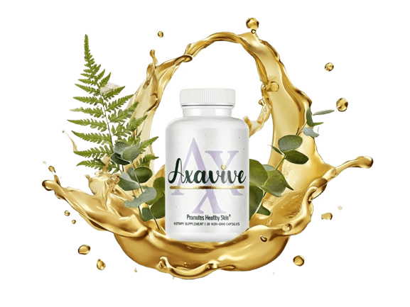 Axavive skin supplement bottle — daily oral formula for clear, youthful, and radiant skin for women